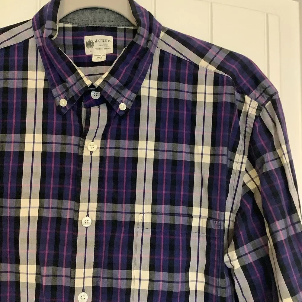 J. Crew Washed Tartan Plaid‎ Button Down 💜😎